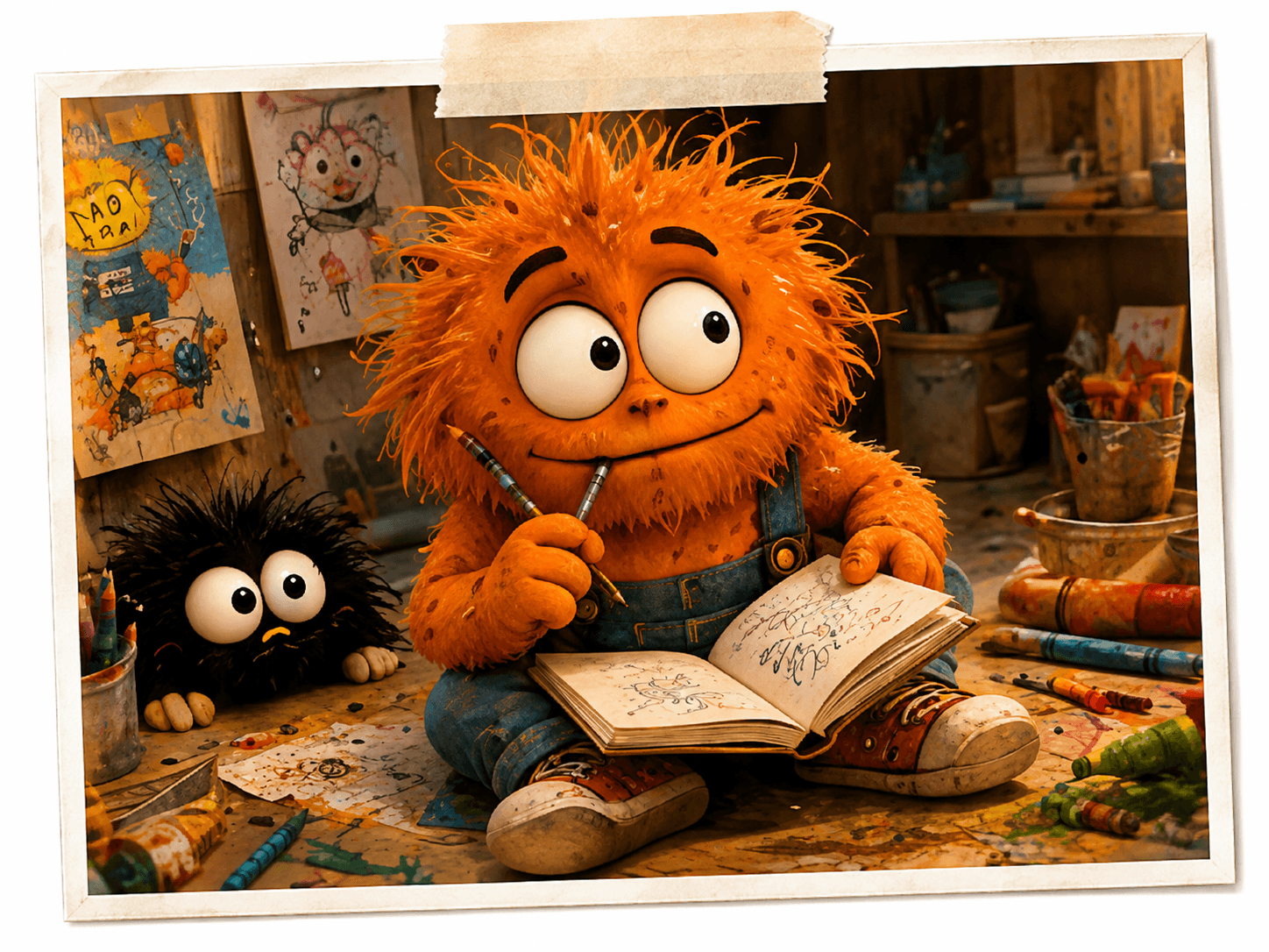 Bam sketching ideas in his workshop